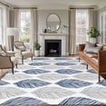 thumbnail image 3 of Navy Blue Grey Leaves Area Rug 5x7 FT, Non Slip Bedroom Throw Carpet, Summer Tropical Plant Aesthetics Washable Soft Floor Carpet Non-Shedding Rug for Dining Room Bedside Classroom Desk, 3 of 9