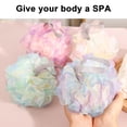 thumbnail image 3 of Bxaolu Bath Sponges Loofahs 50g, 3 Pack Shower Sponge Exfoliating Cleaning Bath Loofa Body Scrubber Balls for Women Men Washing, Blue, 3 of 9