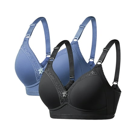 Hfyihgf 2 Pack Women s Bras Wireless Full Coverage Plus Size Minimizer Non Padded Comfort Soft Bra Soft Cotton Push Up Everyday Bras