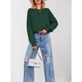 thumbnail image 5 of Women'S Oversized Batwing Sweaters 2025 Fall Outfits Trendy Crewneck Knit Side Slit Fashion Pullover Tops Green L, 5 of 7