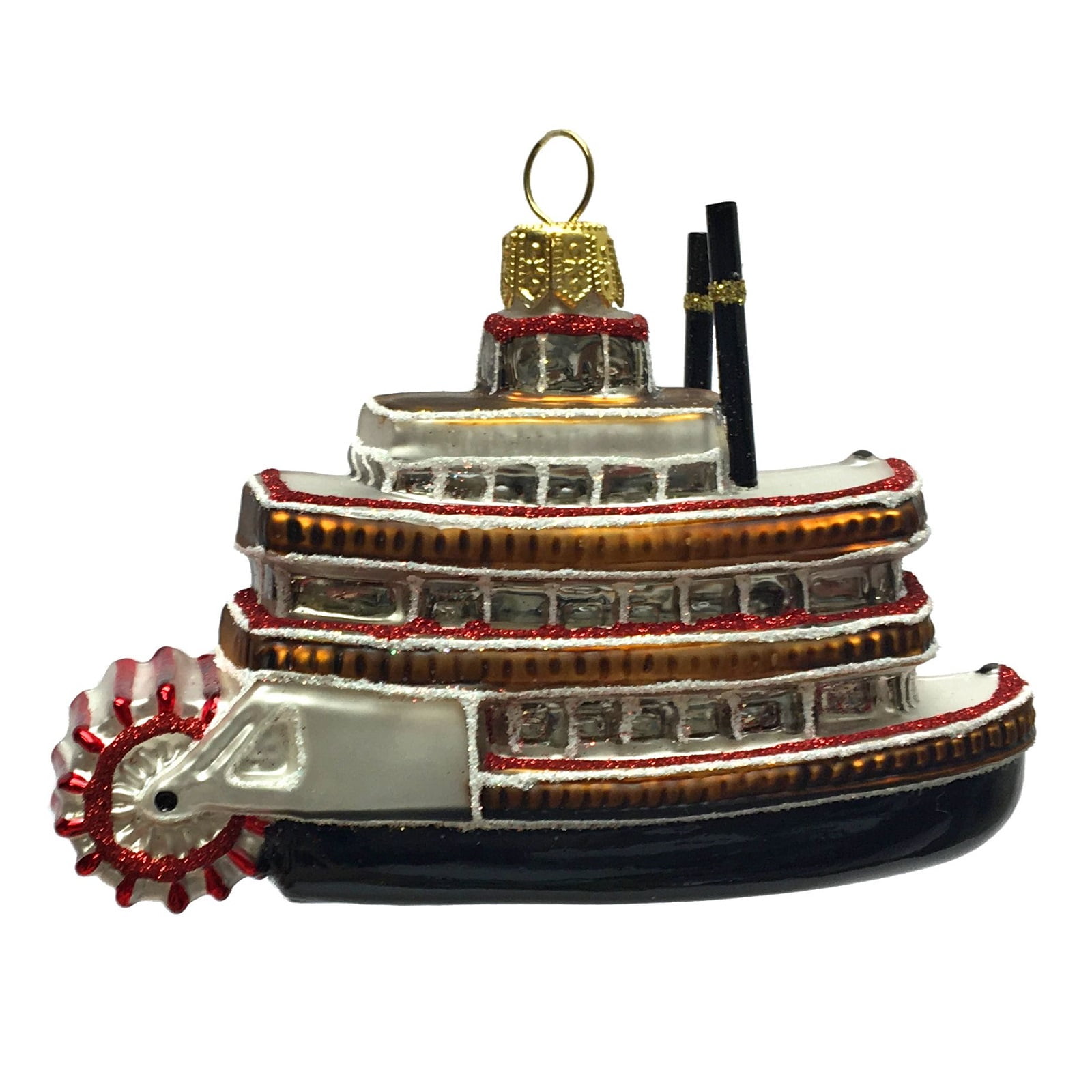 Steamboat Polish Glass Christmas Tree Ornament Travel Boat Decoration