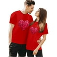 thumbnail image 2 of T-shirts Surdimensionnés pour Couples Assortis de la Saint-Valentin Légers Mode à Imprimé Cœur Col Rond Décontracté Tunique à Manches Courtes T-Shirt Confortable Doux Mari Femme Tenue de Vacances Vêtements Rouge TTG, 2 of 6