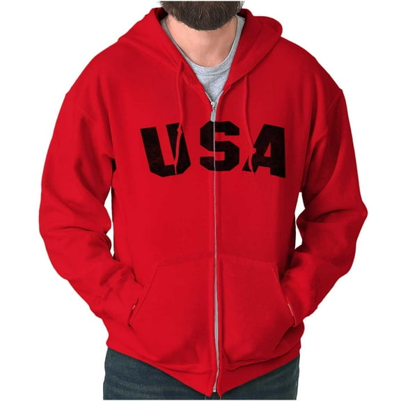 United States of America USA Patriot Unisex Fleece Graphic Zip Up Hoodie Brisco Brands 4X