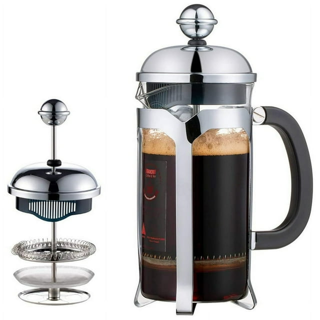 LEEYNEER French Press Coffee Maker(12 Oz) Press System Heat Thickened Borosilicate Glass Easy Clean