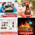 thumbnail image 4 of Termómetro de cocina digital con temporizador, termómetro de cocina de lectura instantánea con pantalla LCD de doble sonda y ajustes de alarma para carne, barbacoa, repostería, leche, etc. (rojo), 4 of 5