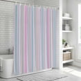 thumbnail image 5 of Polyester Fabric Colorful Striped Shower Curtain, Pink Blue Yellow Abstract Vertical Lines Waterproof Bathtub Curtain Bathroom Decor Set with Hooks 54 x 78 Inches, 5 of 6