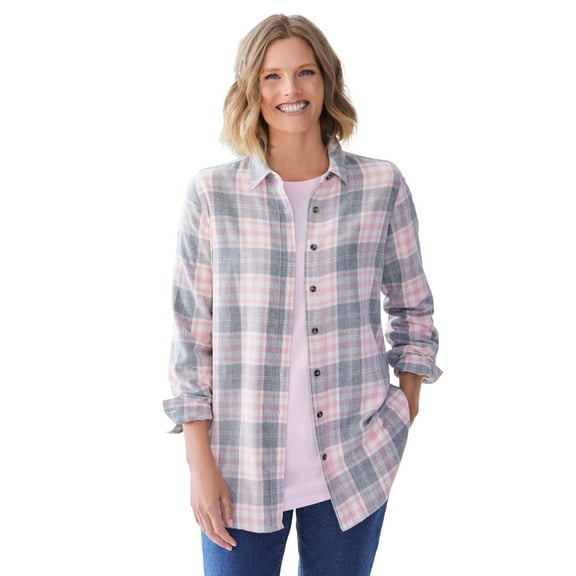 Woman Within Plus Size Classic Flannel Shirt