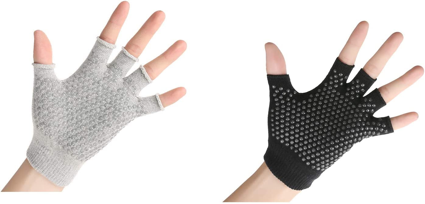 Gym Fitness Workout Cycling Yoga Pilates Grip Gloves Non-slip Fingerless Straps 