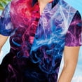 thumbnail image 2 of Camisa Blusa casual de moda con solapa con botones y estampado de manga corta fresca para verano M, 2 of 5
