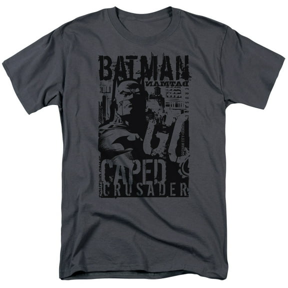 Batman Caped Crusader S/S Adult 18/1 T-Shirt Charcoal