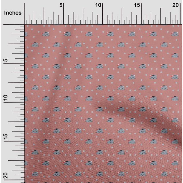 oneOone Georgette Viscose Fabric Dot & Cat Face Animal Print Sewing Fabric BTY 42 Inch Wide