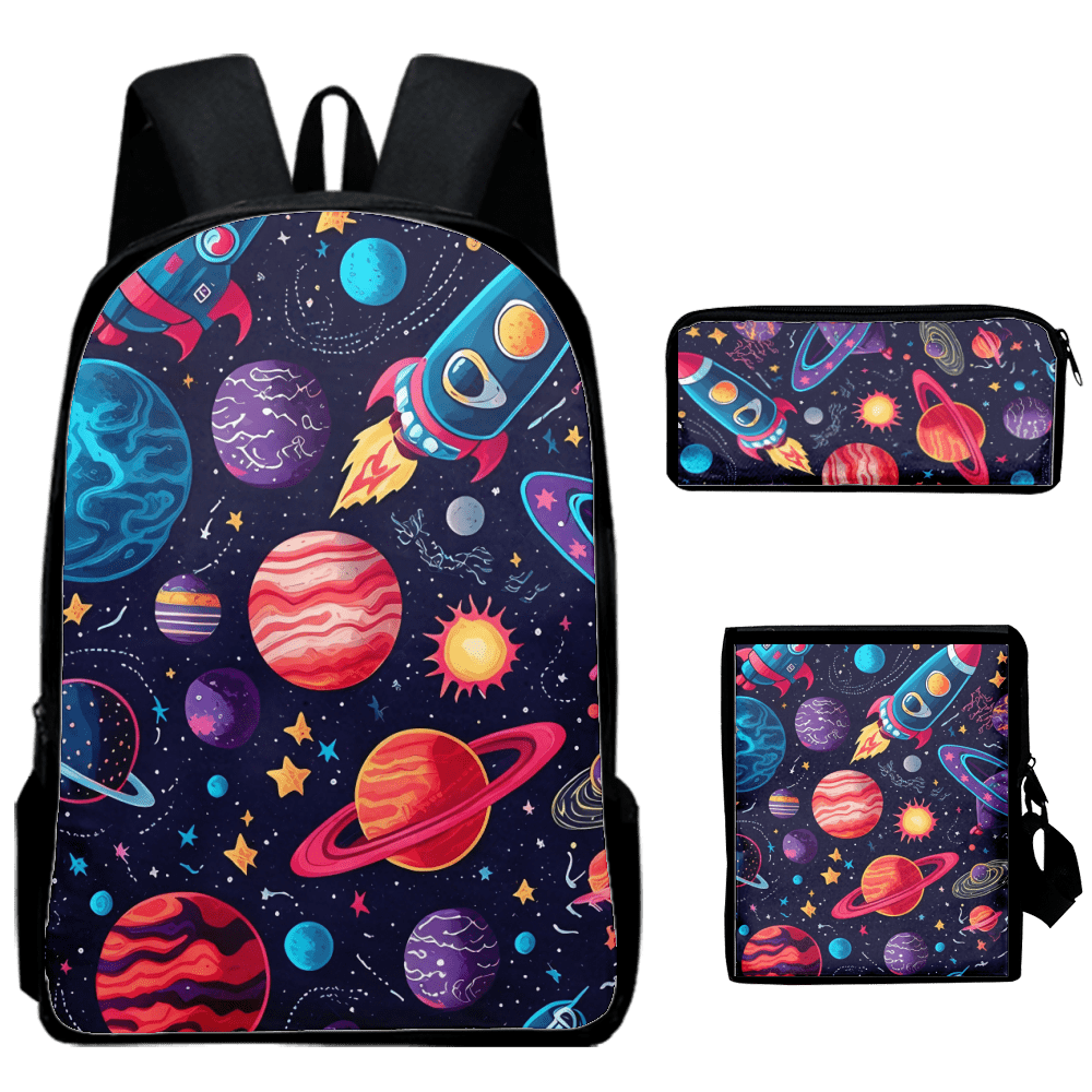 Cute Solar System Backpack with Lunch Bag and Pencil Case for