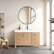 Leon 48" Bathroom Vanity in Fir Wood Brown with Composite top in Lightning White