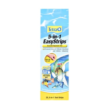 Tetra 5-in-1 EasyStrips Accurate Aquarium Test Kit, for Freshwater and Saltwater, 25 Count