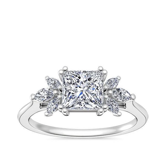 0.80 Carat Excellent Princess Cut Real Diamond New Design Solitaire Ring for Wedding Solid 18K White Gold Size 11