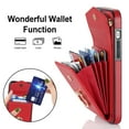 thumbnail image 5 of Nalacover Wallet Case for iPhone 14 Pro Max, Back Card Slots/Bag Magnetic Button Ring Holder Stand Cover with RFID Blocking Wrist Hand Strap Luxury PU Leather Anti-Shocks Protective Case, Red, 5 of 9
