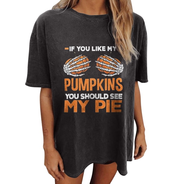 Camiseta de mujer Camisetas de Halloween Camiseta divertida de manga corta Camiseta estampada Tops Blusa Regalo para mujer Fridja zx1835