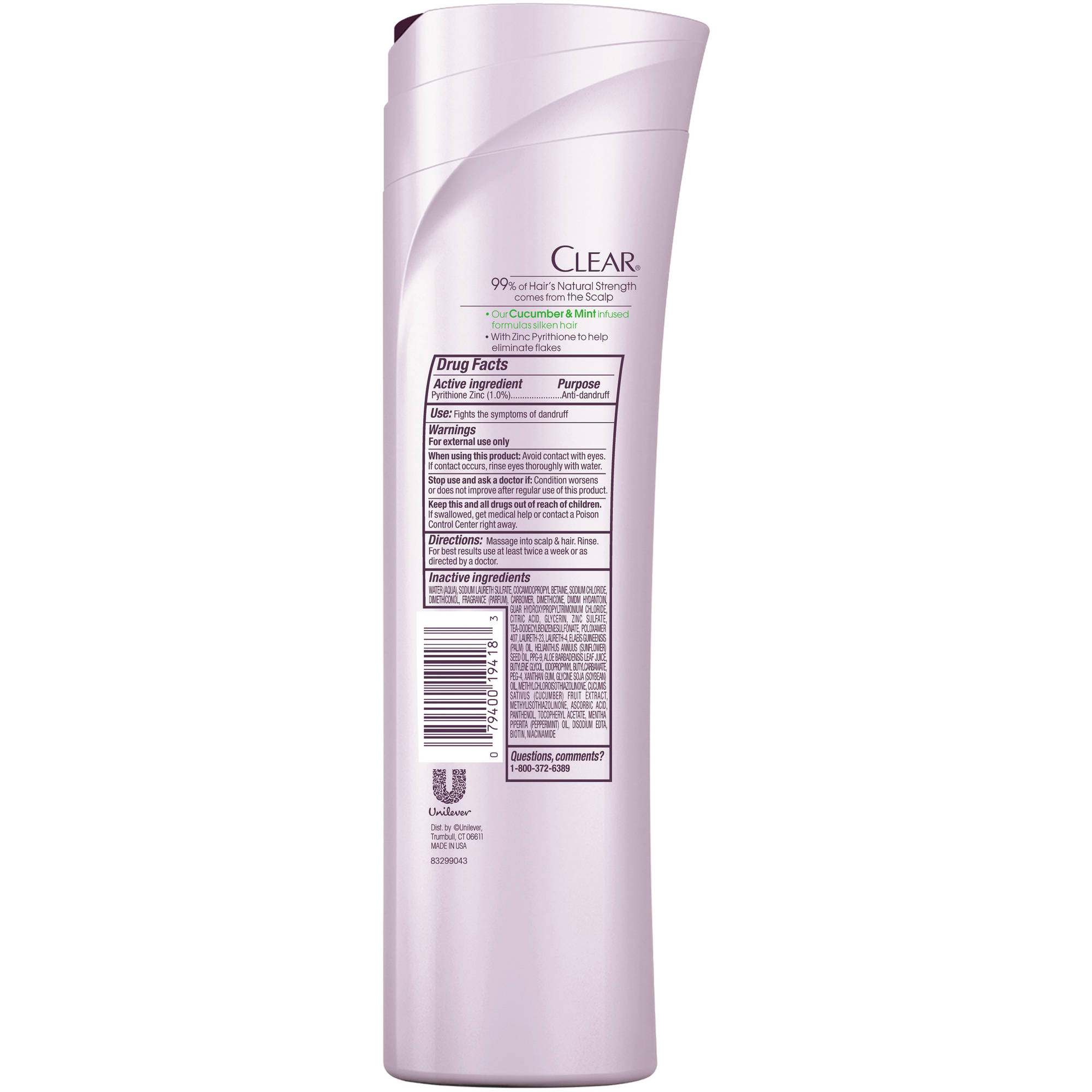 Clear Complete Scalp Care Anti-Dandruff Shampoo, Cucumber & Mint, 12.9 Oz - image 3 of 15