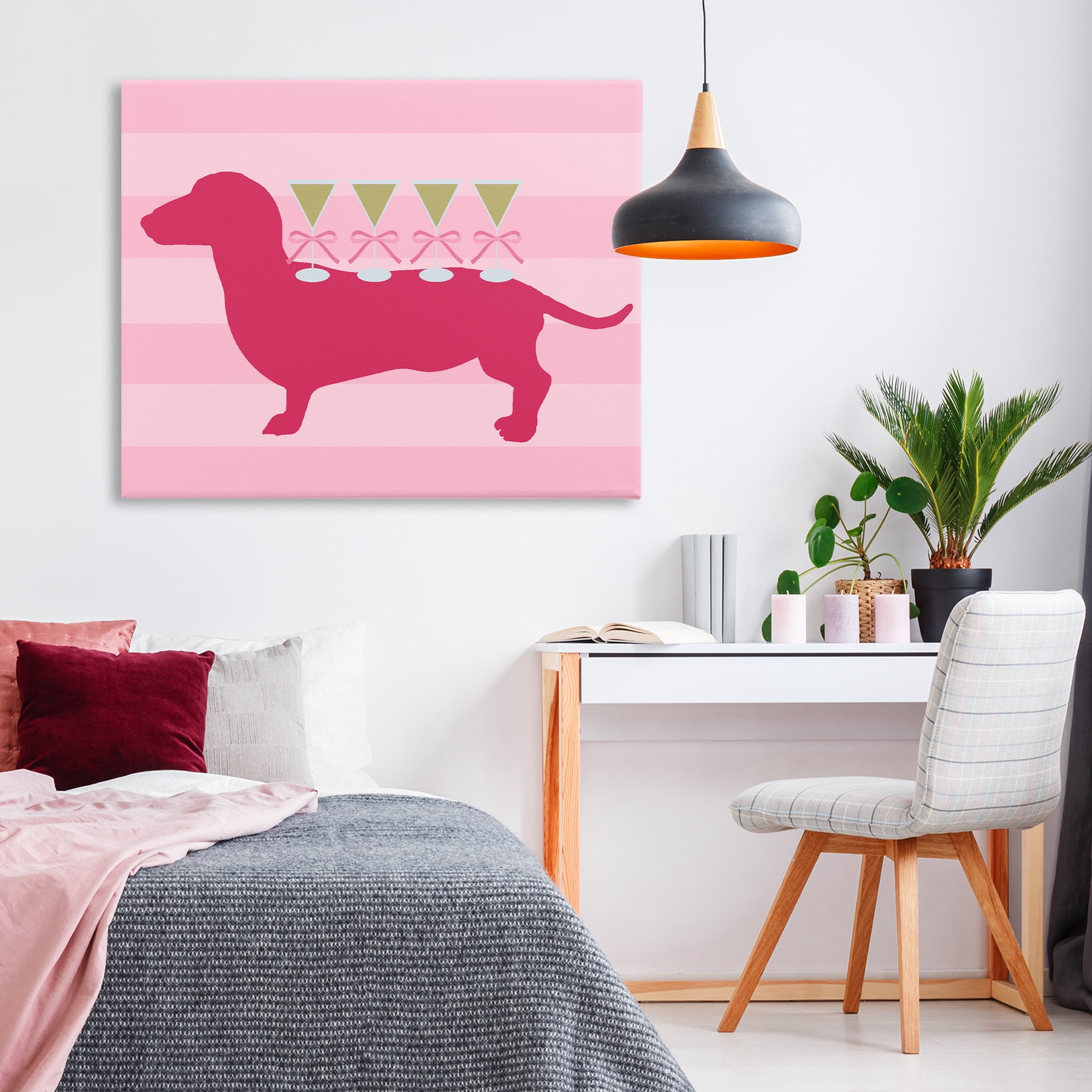 Stupell Industries Pink Dachshund With Martinis Canvas Wall Art, design by Lil' Rue