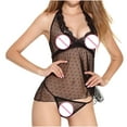 thumbnail image 4 of Conjunto de pijama sexy con perspectiva de costura de malla de encaje sólido para niña linda para mujer Fridja nalpqowj49389, 4 of 8