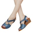 thumbnail image 3 of eczipvz Sandales à Plateforme pour Femmes, Bout Ouvert, Bride Cheville, Plates, Bleues, 3 of 5
