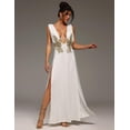 thumbnail image 2 of Vestido de fiesta BELLA BARNETT Deslumbrante lentejuelas doradas Deep V High Sl, 2 of 5