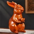 thumbnail image 2 of Rosewood carved rabbit figurine, a zodiac rabbit mascot for home, living room, and office decorations., 2 of 4