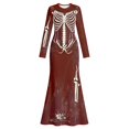 thumbnail image 3 of Xijirk Women Halloween Skeleton Rose Printed Maxi Dress Long Sleeve Crewneck Fitted Floor Length Outfit for Evening Party Themed Occasion,5XL, 3 of 4