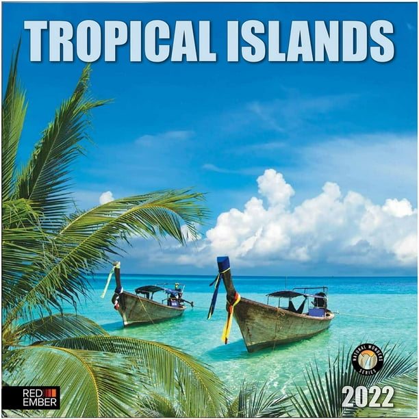 RED EMBER Tropical Islands 2022 Hangable Wall Calendar - 12 "x 24" Ouvert - Papier Épais et Robuste - Giftable - Évasion vers