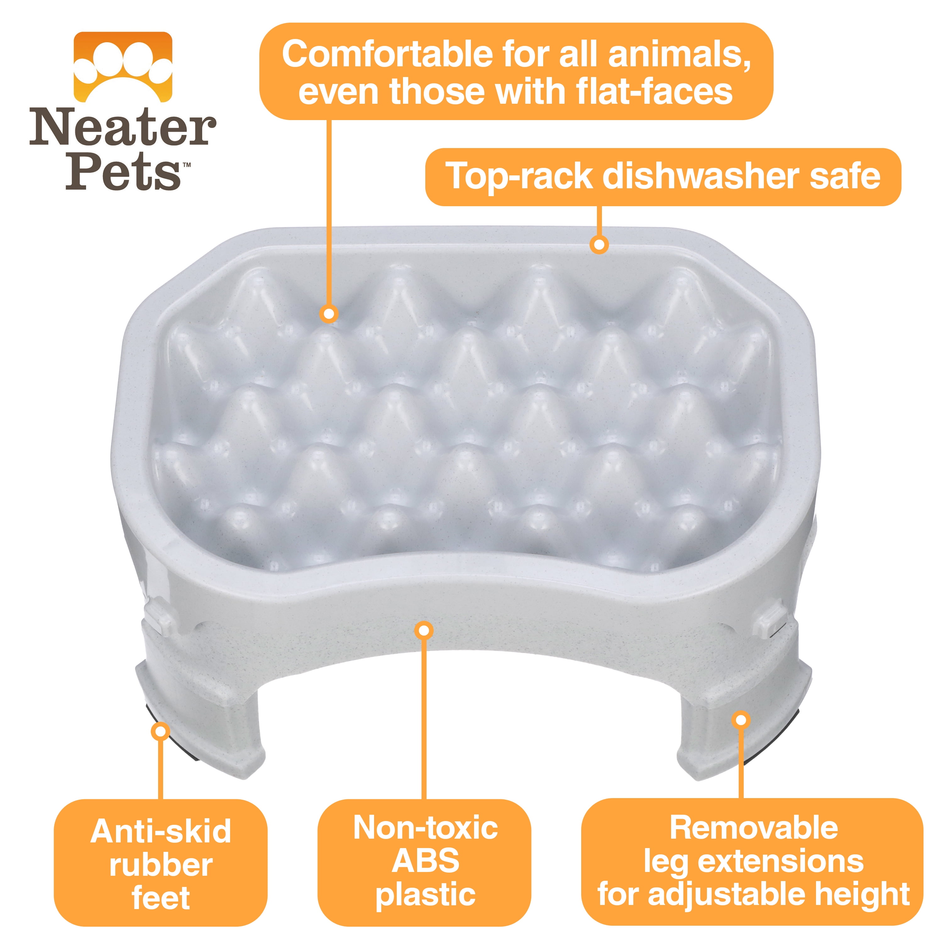 Neater Pet Brands Raised Neater Slow Feeder - Elevated & Adjustable Feeding Height - Improves Digestion, Stops Obesity, and Slows Down Eating, 6 Cups, Vanilla Bean