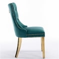 thumbnail image 4 of Modern Velvet Dining Chairs Set of 2, Upholstered Green Accent Chairs with Gold Metal Legs and Nailhead Trim, 4 of 10