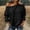 Black, variant on Off Shoulder Tops for Women Casual Waffle Knit Long Sleeve Loose Fit Blouses with Pocket Solid Vacation Trendy Travel Fashion Clothing