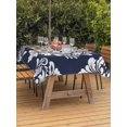 thumbnail image 3 of Outdoor Tablecloth with Umbrella Hole for Patio/Picnic/Party/Camping, Navy Blue Boho Waterproof Table Cloth Rectangle Table Cover Washable, Vintage Classic Bohemia Flower Textured (52"x 70"), 3 of 8