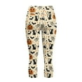 thumbnail image 5 of SCRAWLGOD Halloween Pumpkin Bat Candle Cat Stars Beige Women's Capri Leggings with Pockets High Waist Tummy Control Crop 3/4 Leggings Slim Breathable Stretch Athletic Cropped Tights, L, 5 of 7