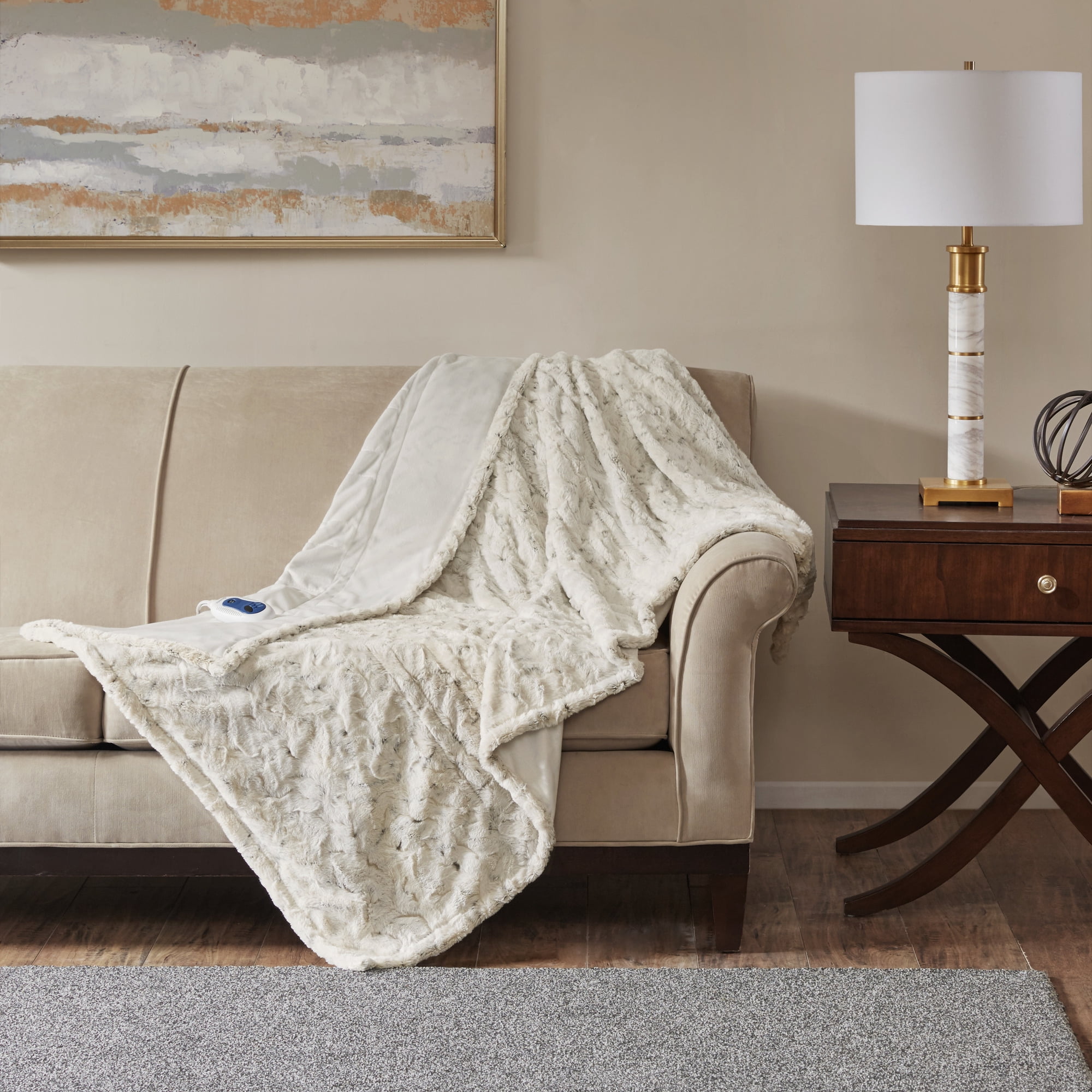 Beautyrest Marselle Oversized Faux Fur Heated Throw