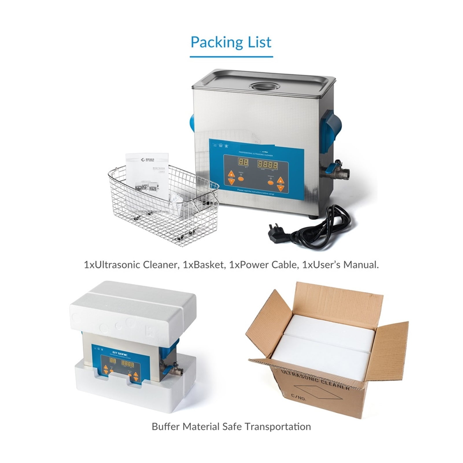 Ultrasonic Cleaner 6L 150W With Digital Display Heating Basket Ultrasonic Bath ,Strong Cleaning