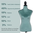 thumbnail image 4 of Maniquí Torso Femenino Onof MTFAT Afelpado Con Base de Madera De Altura Ajustable Onof Color Azul, 4 of 5