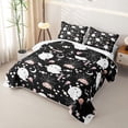 thumbnail image 3 of Homewish Cute Halloween Ghost Bed Spread Queen,Spider Web Heart Candy Pattern Queen Coverlet Set,Black,3-Piece, 3 of 7