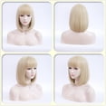 thumbnail image 3 of Peluca rubia con flequillo, peluca rubia corta para mujer, pelucas de pelo liso de 12 pulgadas para niñas ER, 3 of 5