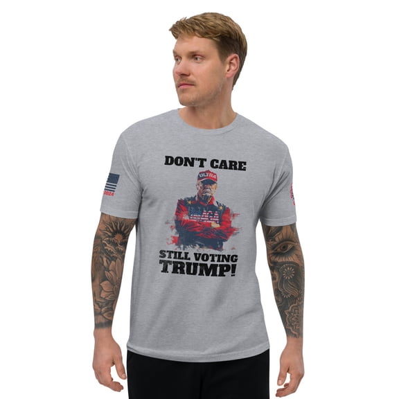 DON'T CARE STILL VOTING TRUMP Fitted Men T-shirt (Heather Grey, XS)