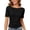0-Black402, variant on Elegyee Casual Short Sleeve T Shirt for Women Summer Solid Round Neck Ruched T-Shirt Top