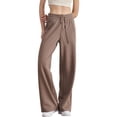 thumbnail image 3 of Pantalón Deportivo de Cintura Alta y Pierna Recta para Mujer, Cómodo Interior, Cordón Ajustable, Bolsillo para Hacer Ejercicio Marrón L, 3 of 9