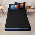 thumbnail image 4 of Homewish Boys Ball Games Zipper Full Size Comforter Sets with Fitted Sheet and 2 Pillowcases,Orange Blue Lightning Zipper Bedding Set For Kids,Black Reversible,4-Piece, 4 of 7