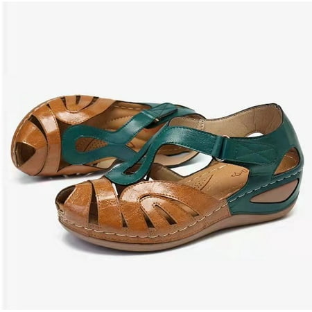 

Closed Toe Sandals for Women Casual Summer Hollow Out Vintage Wedge Sandal Gladiator Outdoor Shoes