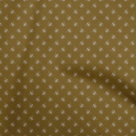 oneOone Viscose Chiffon Brown Fabric Dot & Honey Bee Sewing Material Print Fabric By The Yard 42 Inch Wide