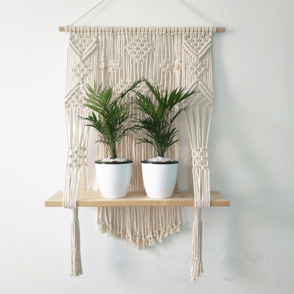Aofa Bohemian Wall Art Handmade Cotton Thread Hanging Tapestry Storage Rack Shelf Walmart Canada
