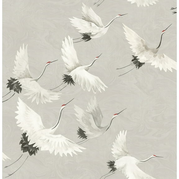 Brewster Windsong Grey Bird Unpasted Non Woven Wallpaper, 20.5-in by 33-ft, 56.4 sq. ft.
