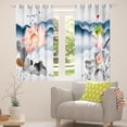 thumbnail image 5 of Erosebridal Oriental Style Curtains Pink Lotus Flower Curtains & Drapes Women Watercolor Painting Blackout Curtains Mountain Silhouette Living Room Curtains Botanical Floral Window Treatments, 5 of 6