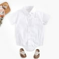 thumbnail image 2 of Ruyang Toddler Baby Buttons Short Sleeve Romper Plain Pockets Collar Bodysuits Clothes New Born Boys Formal Lightweight Outfits, 2 of 9