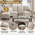 thumbnail image 6 of Soscana 102" Sectional Sofa Couch with Storage Ottoman and Side Pockets,4 Seater Chaise Sofa L Shaped Couch for Living Room Office Reading Room Apartment Studio, 6 of 8